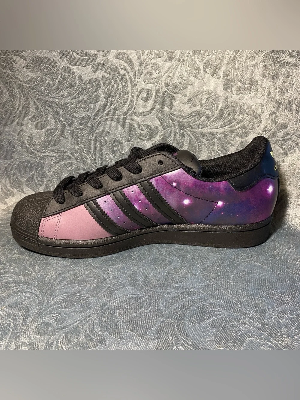 Rare ADIDAS Superstar J Galactic Galaxy Purple Sneakers - Youth 6, Women 7.5 NWT